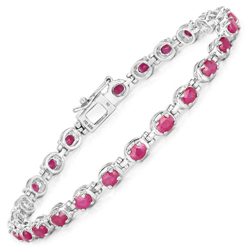 5.50 Carat Genuine Ruby .925 Sterling Silver Bracelet